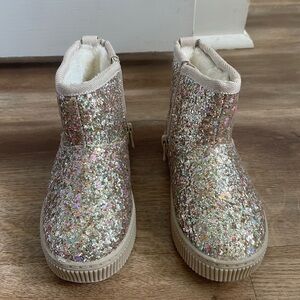 Cat & Jack Gold and Pink Glitter Boots